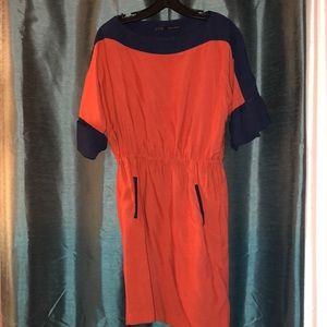 Zara basic red and navy dress.